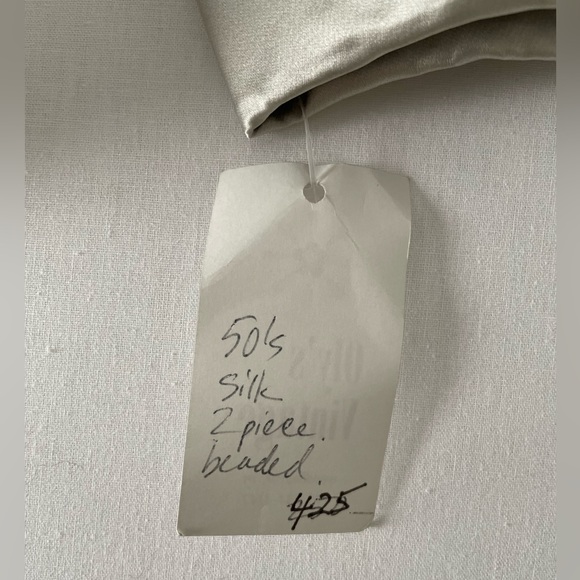 Vintage Silk Beaded Button Long Sleeve Blazer Esther Pomerantz Blue Silver Small - Picture 15 of 15